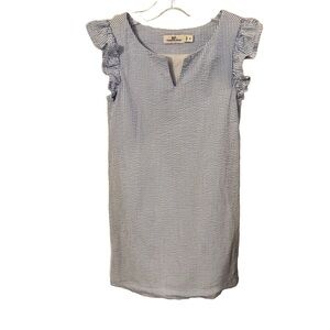 Vineyard Vines Girl's Dress Blue & White Seersucker Flutter Sleeve Lined Size 6